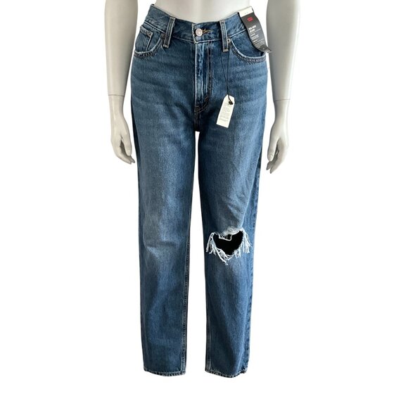 Levi's Premium 80s Mom Jeans Distressed Rigid Blue 26 - Picture 1 of 10